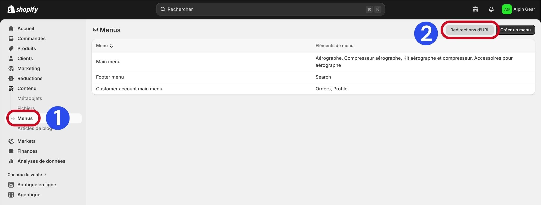 redirections url shopify
