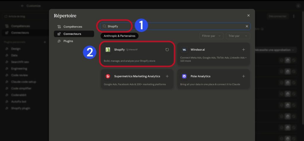 claude code shopify connexion