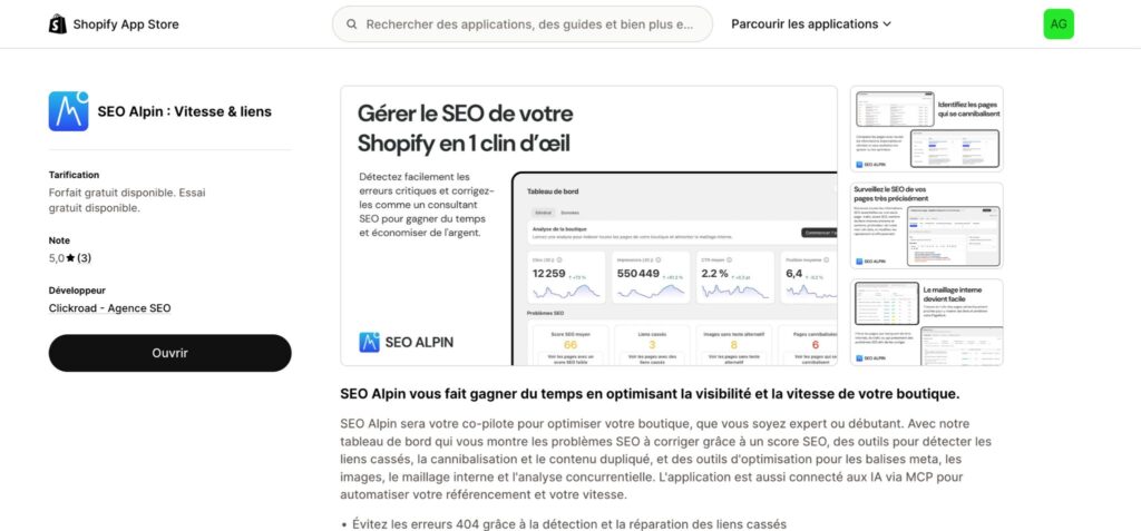 seo alpin crawler shopify