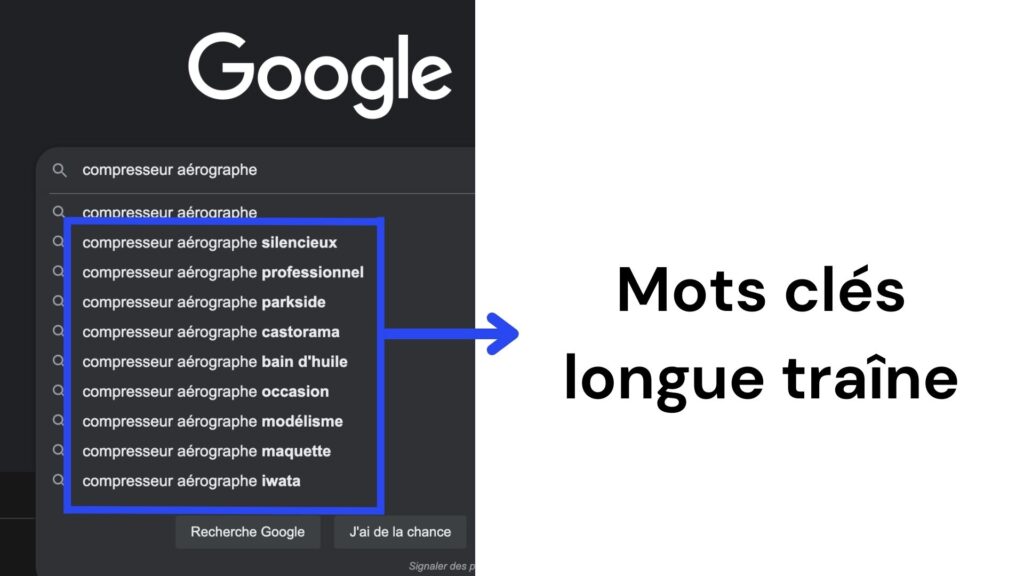 Recherche google pour trouver des mots clés SEO