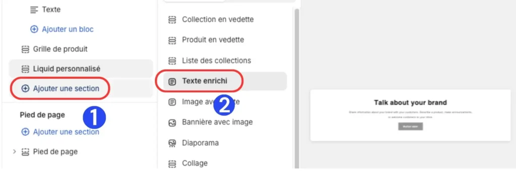 Comment ajouter du texte sur shopify