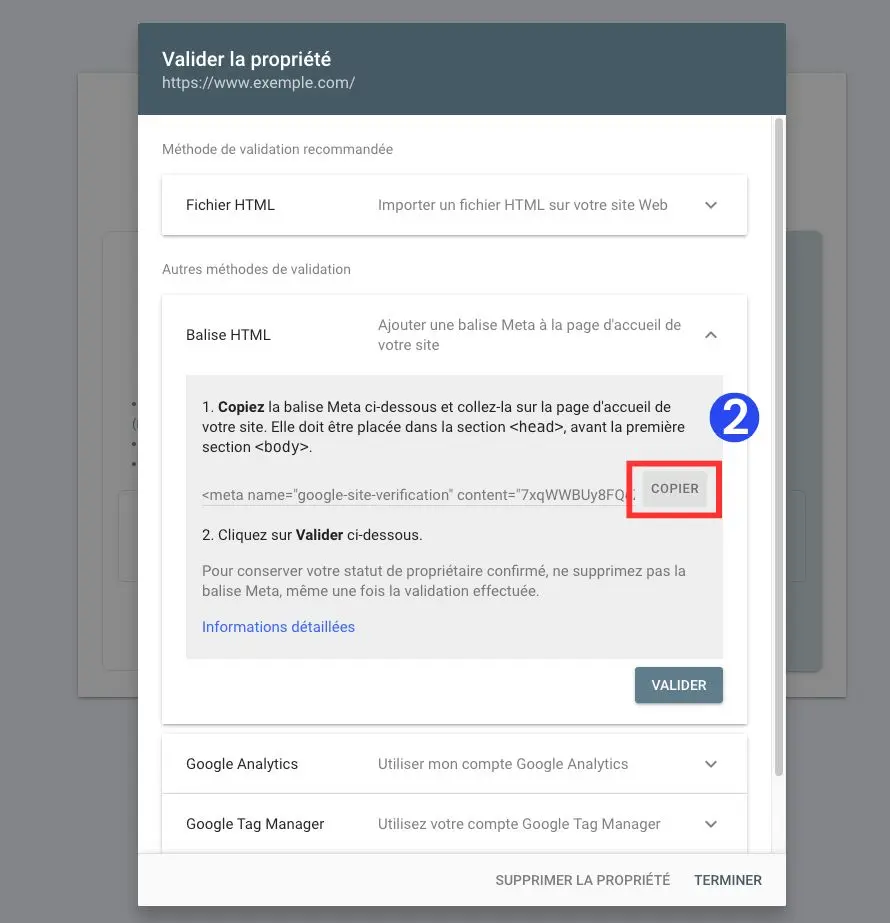 installer google search console a Shopify