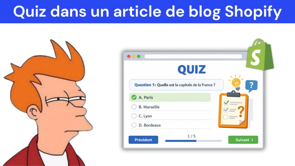 Quiz dans un article de blog Shopify