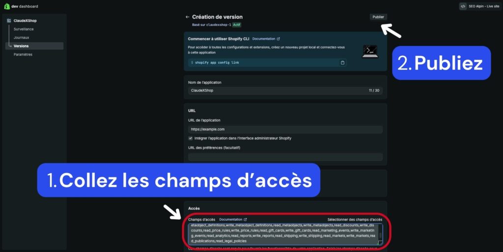publier app personnalise shopify pour claude ai mcp