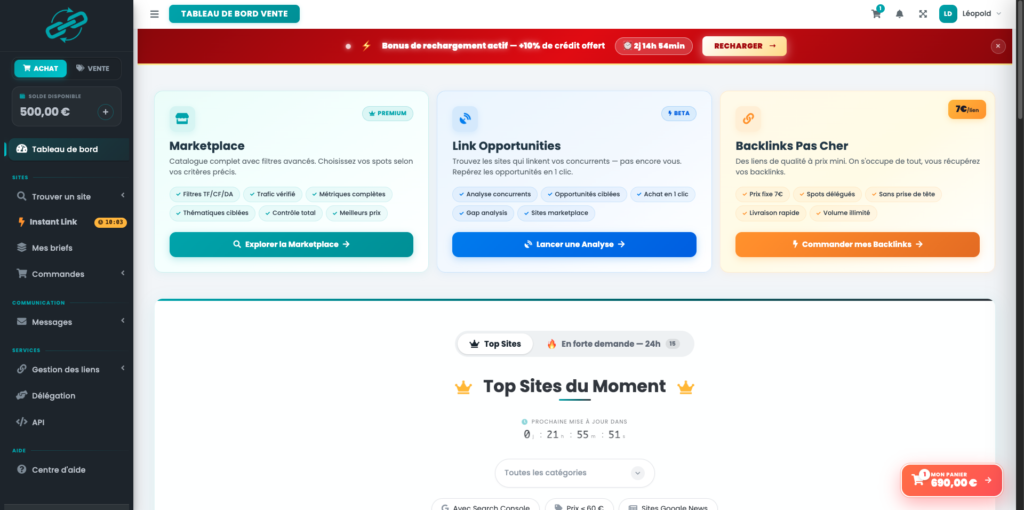 ACHAT DE LIENS SHOPIFY LINKAVISTA