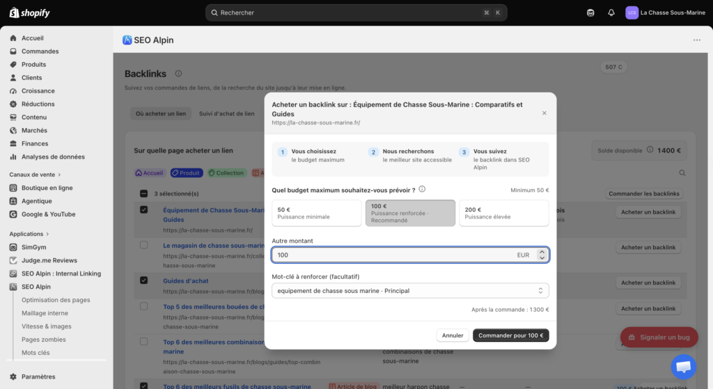 comment acheter un backlink pour votre boutique Shopify avec SEO Alpin