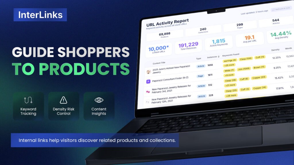 Capture de l'application InterLinks sur le Shopify App Store