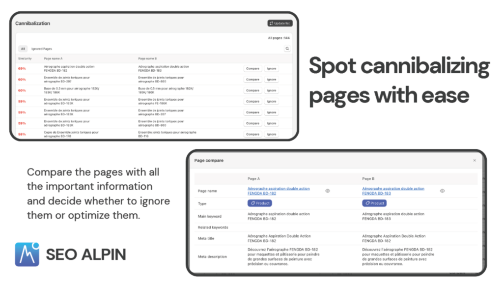 Capture de l'application SEO Alpin sur le Shopify App Store